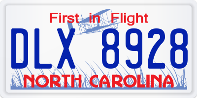 NC license plate DLX8928