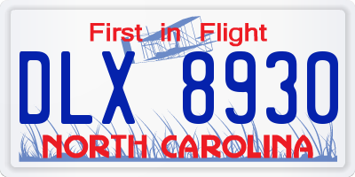 NC license plate DLX8930