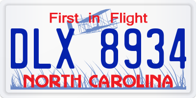 NC license plate DLX8934