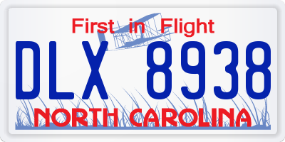 NC license plate DLX8938