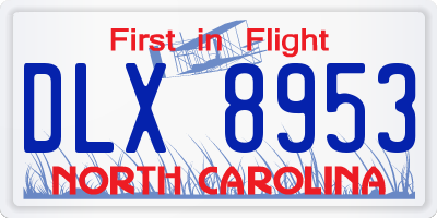 NC license plate DLX8953