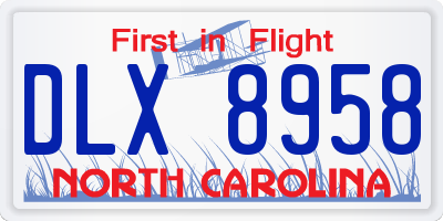NC license plate DLX8958