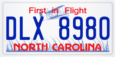 NC license plate DLX8980