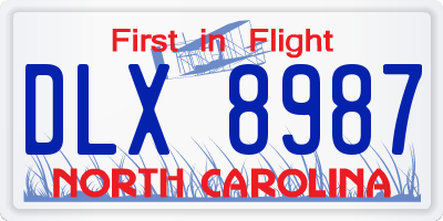 NC license plate DLX8987