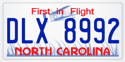 NC license plate DLX8992