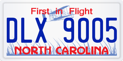 NC license plate DLX9005