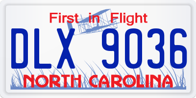 NC license plate DLX9036