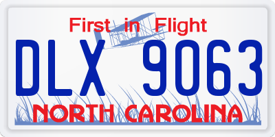 NC license plate DLX9063