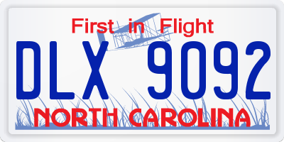 NC license plate DLX9092