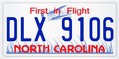 NC license plate DLX9106