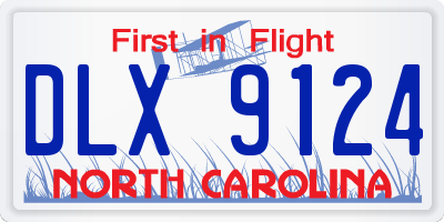 NC license plate DLX9124