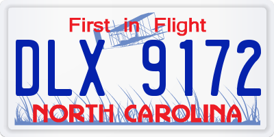 NC license plate DLX9172