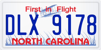 NC license plate DLX9178