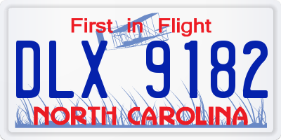 NC license plate DLX9182