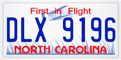 NC license plate DLX9196