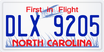 NC license plate DLX9205