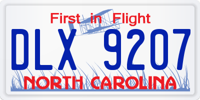 NC license plate DLX9207