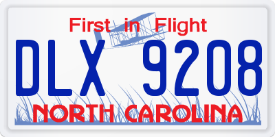 NC license plate DLX9208