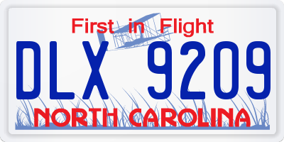 NC license plate DLX9209