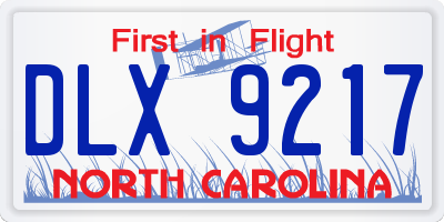 NC license plate DLX9217