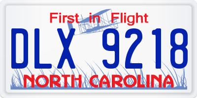 NC license plate DLX9218