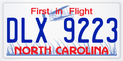 NC license plate DLX9223