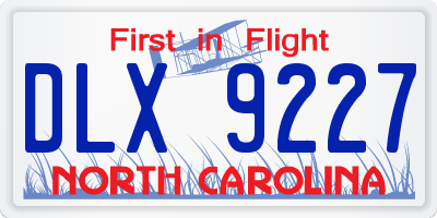 NC license plate DLX9227