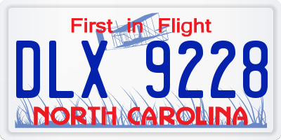 NC license plate DLX9228
