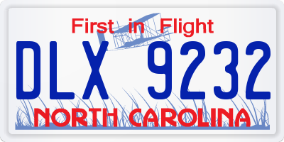 NC license plate DLX9232