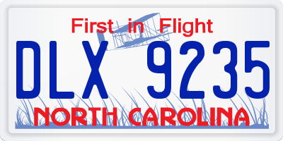 NC license plate DLX9235