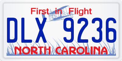 NC license plate DLX9236