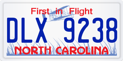 NC license plate DLX9238