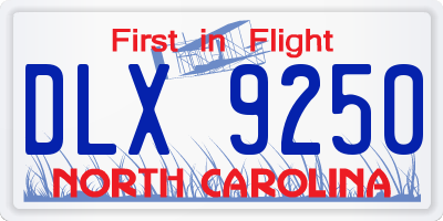 NC license plate DLX9250