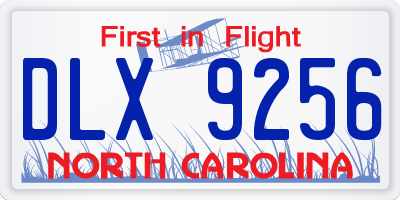 NC license plate DLX9256
