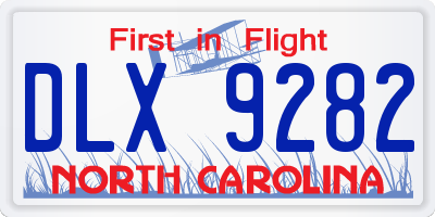 NC license plate DLX9282