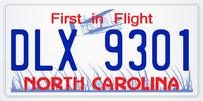 NC license plate DLX9301