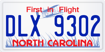 NC license plate DLX9302
