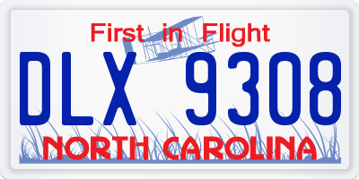 NC license plate DLX9308