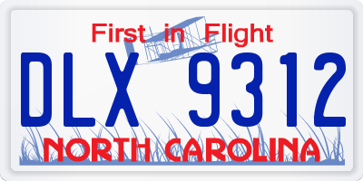 NC license plate DLX9312