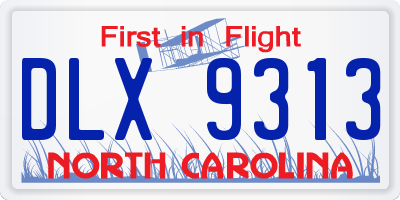 NC license plate DLX9313