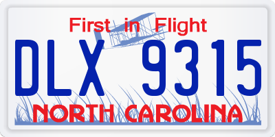NC license plate DLX9315