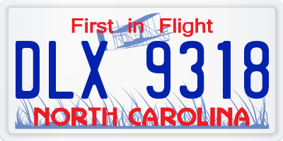NC license plate DLX9318