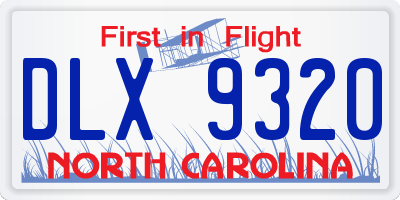 NC license plate DLX9320
