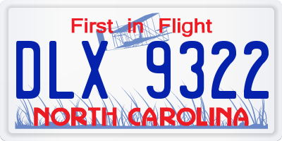 NC license plate DLX9322