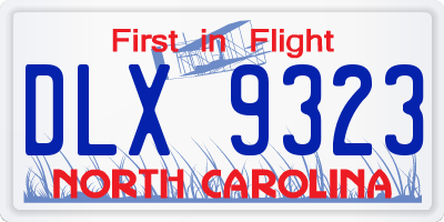 NC license plate DLX9323