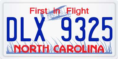 NC license plate DLX9325