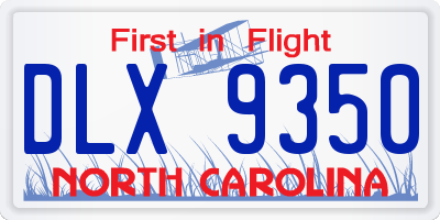 NC license plate DLX9350