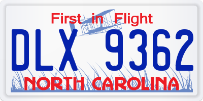 NC license plate DLX9362