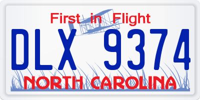 NC license plate DLX9374
