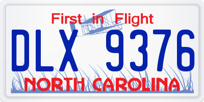 NC license plate DLX9376